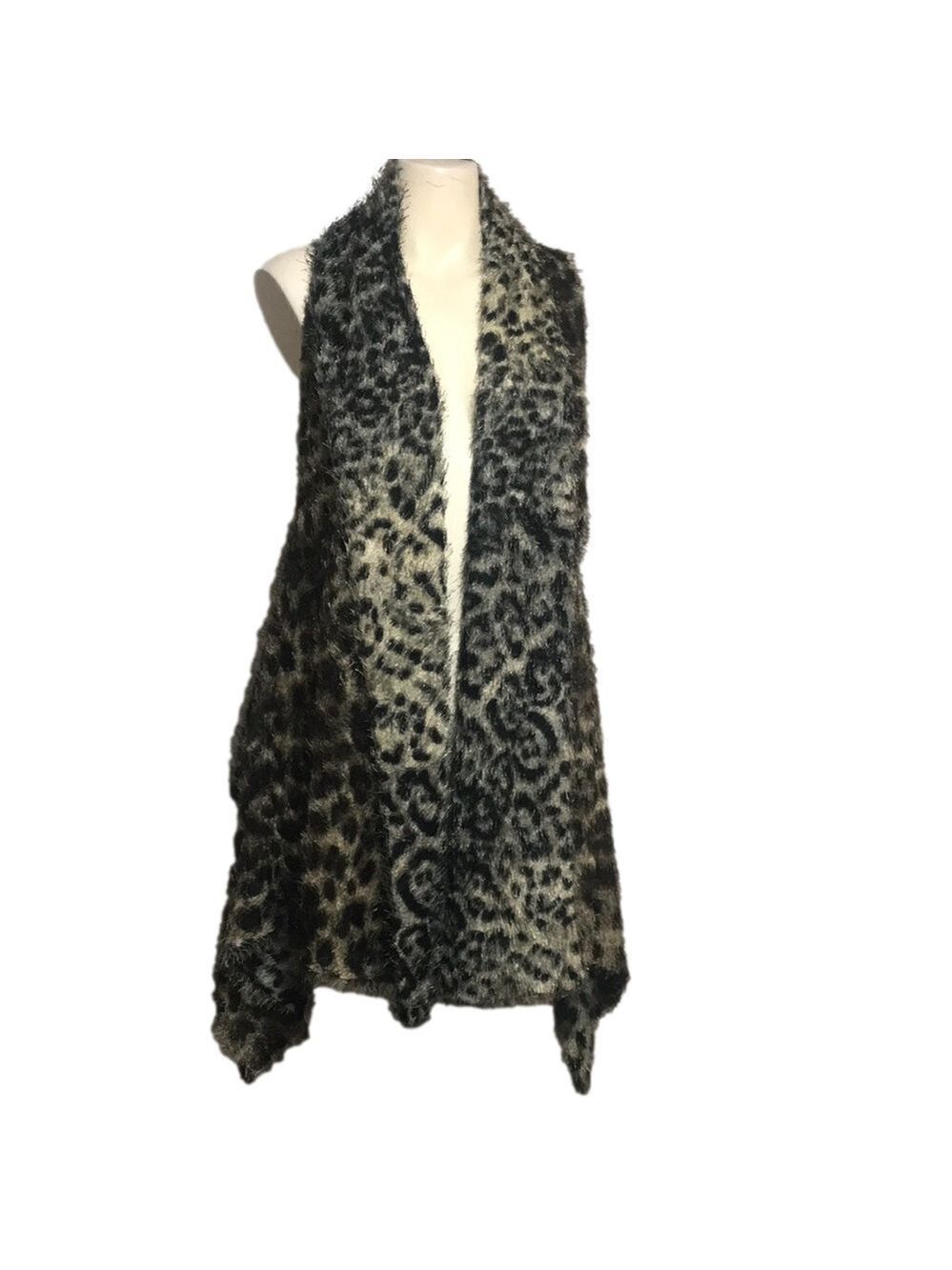Animal Print Draped Front Vest Sz X-LARGE